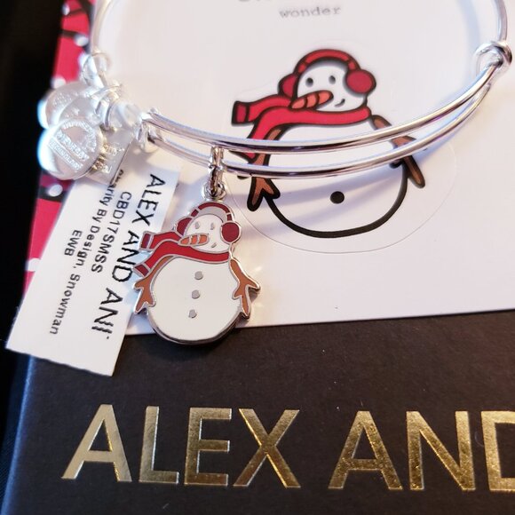 NWT Alex and Ani Colorful Snowman Silver charm bangle Comes with Card 519 - Picture 1 of 4
